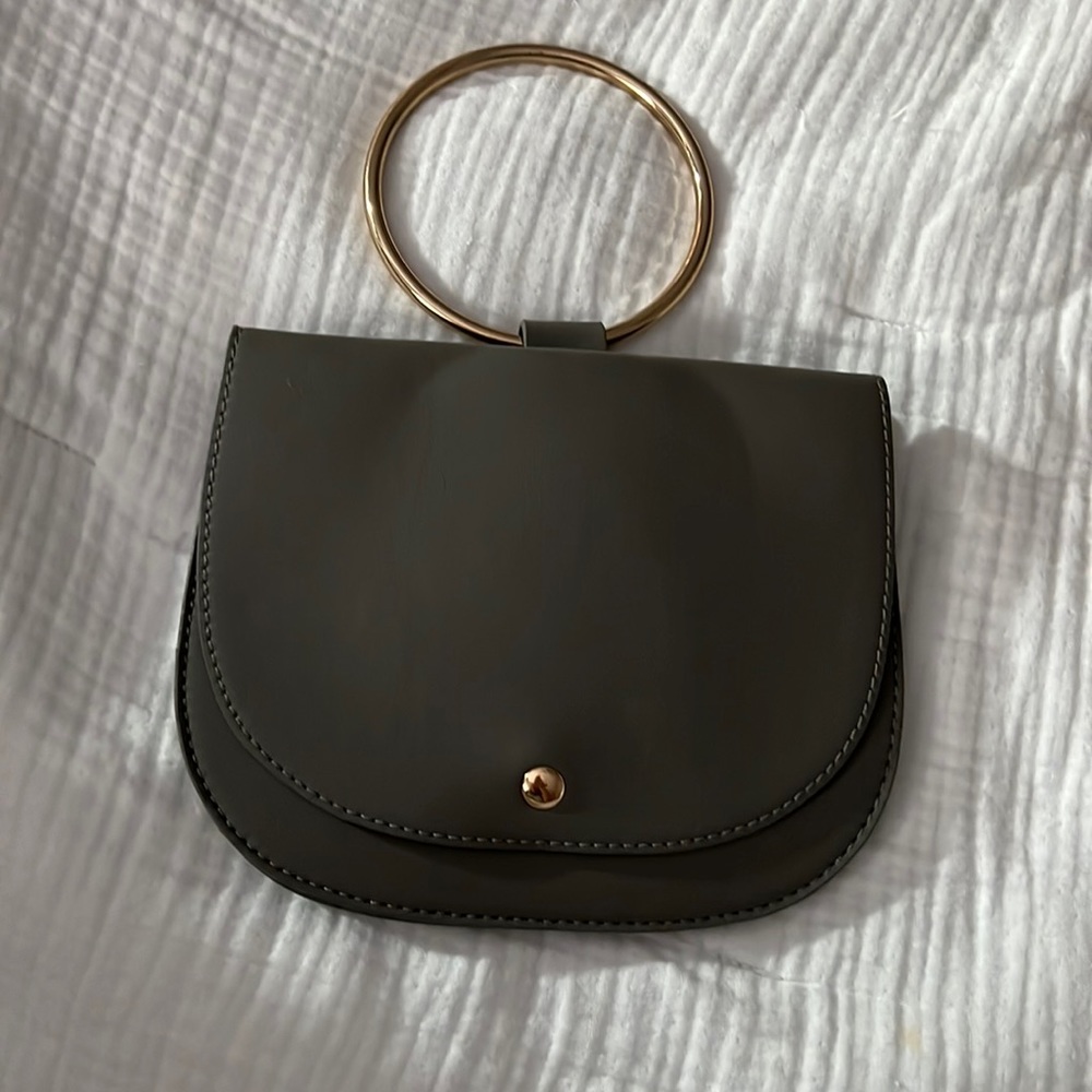 Gray Vegan Leather Evening Bag
